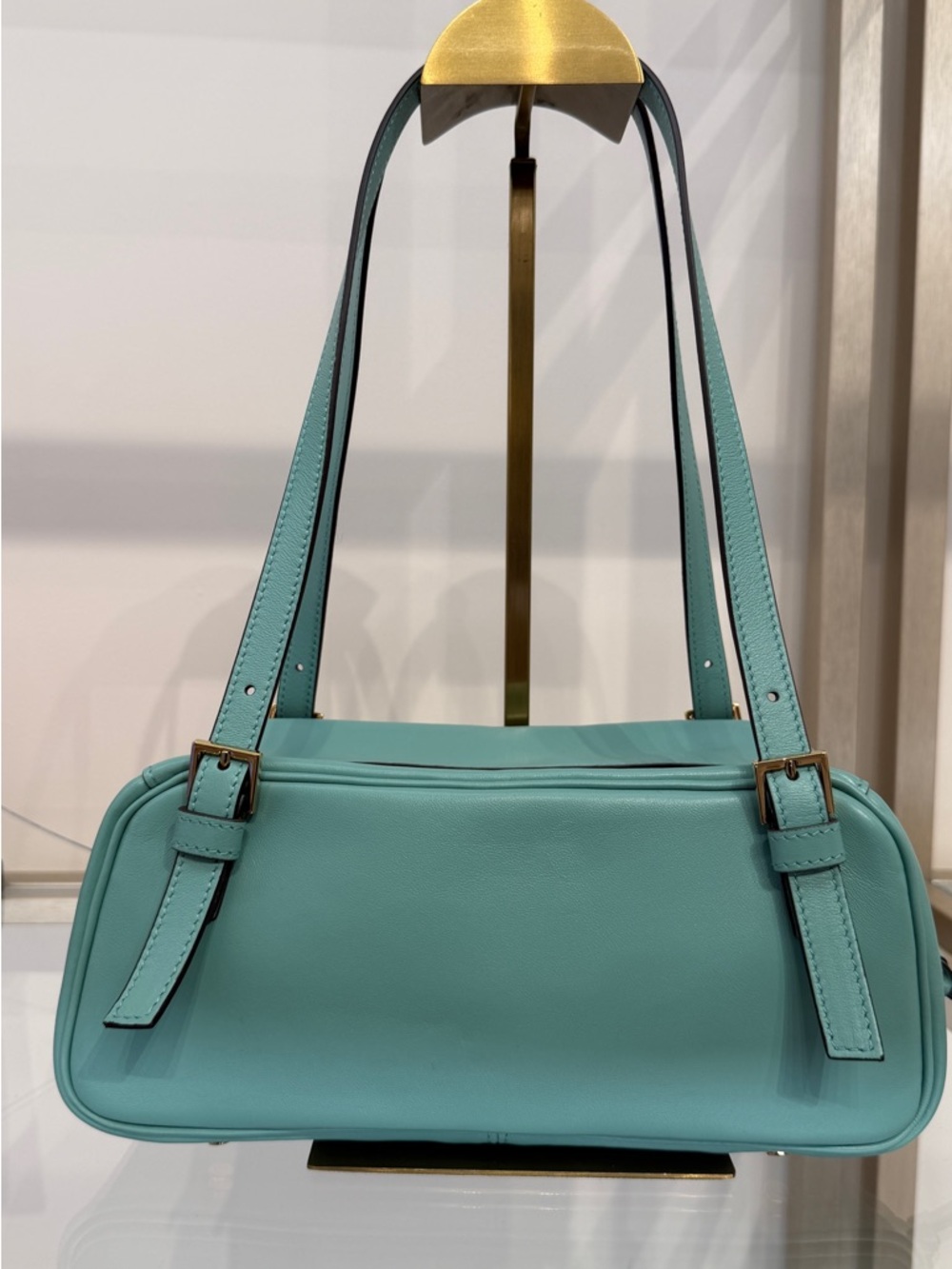 Versace tag shoulder bag leather green NEW - Picture 5 of 8
